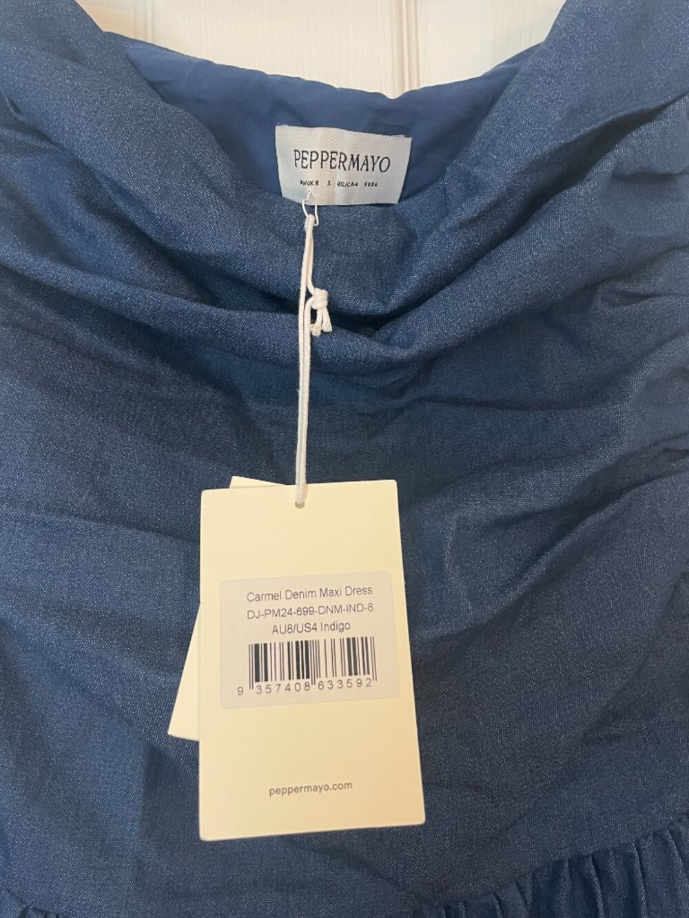 Peppermayo Carmel Denim Maxi Dress Indigo NWT Size US 4 - Picture 3 of 5
